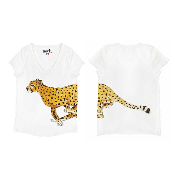 Nach-tee-shirt-coton-bio-col-V-dessin-guepard-Cheetah-artydandy