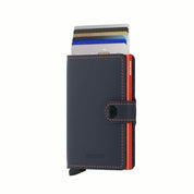 Porte-cartes-cuir-Secrid-Miniwallet-Matte-Night-Blue-Orange-Front-avec-cartes-artydandy