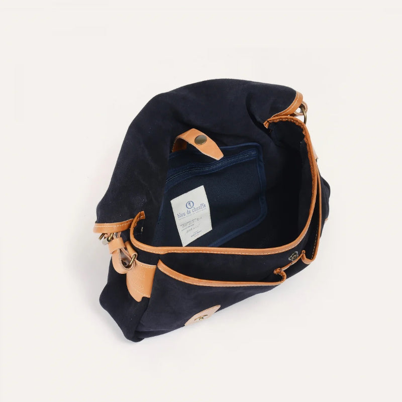 Bleu de Chauffe - Musette Du Pêcheur S Midnight Blue Velvet Leather