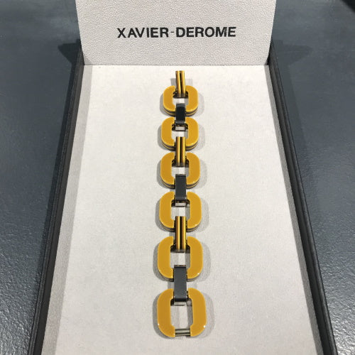 xavier-derome-bracelet-acetate-recto-jaune-verso-brun-artydandy